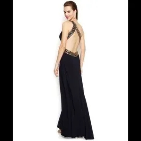 Betsy & Adam One-Shoulder Sequined Gown - Picture 4 of 4